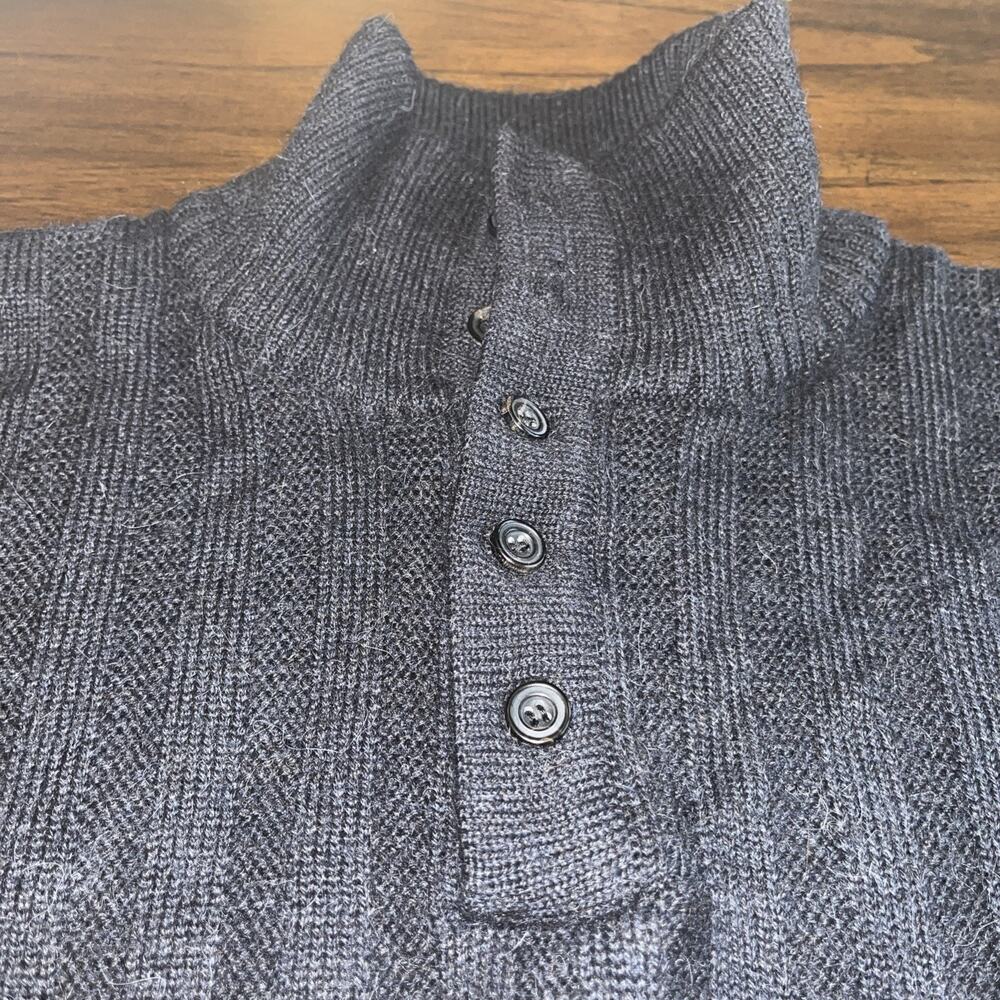 Northern Isles Premium Men’s L Black Alpaca Wool 1/4 Button Pullover Sweater